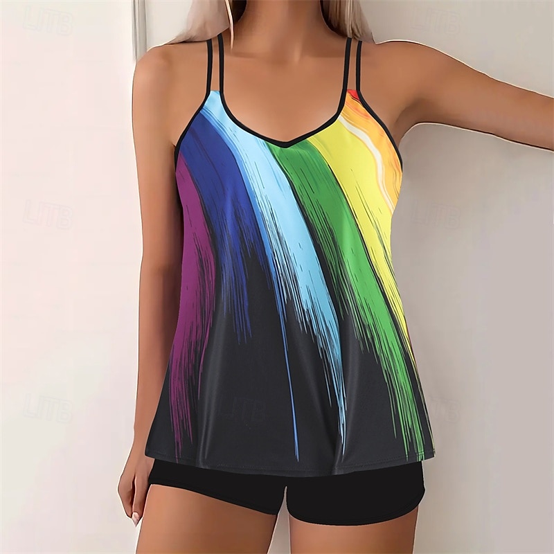 Femme Tankini Maillot De Bain Deux Pièces Maillots de Bain Maillots de Bain Jaune Bleu Respirable Séchage rapide Poids Léger Sans Manches - Natation Surf Plage Eté Printemps Grande Taille de 2025 ? $26.99 –P1