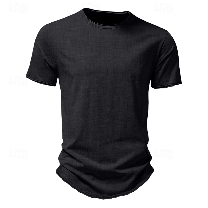 Herren T Shirt T-Shirt Bambus-T-Shirt Kurze Ärmel Rundhalsausschnitt Sommer Einfach Mode Designer Basic Klassicher Stil Urlaub Straße Alltagstauglich Kamel Schwarz Weiß Top T-Shirt für Herren 2025 - $15.49 –P3