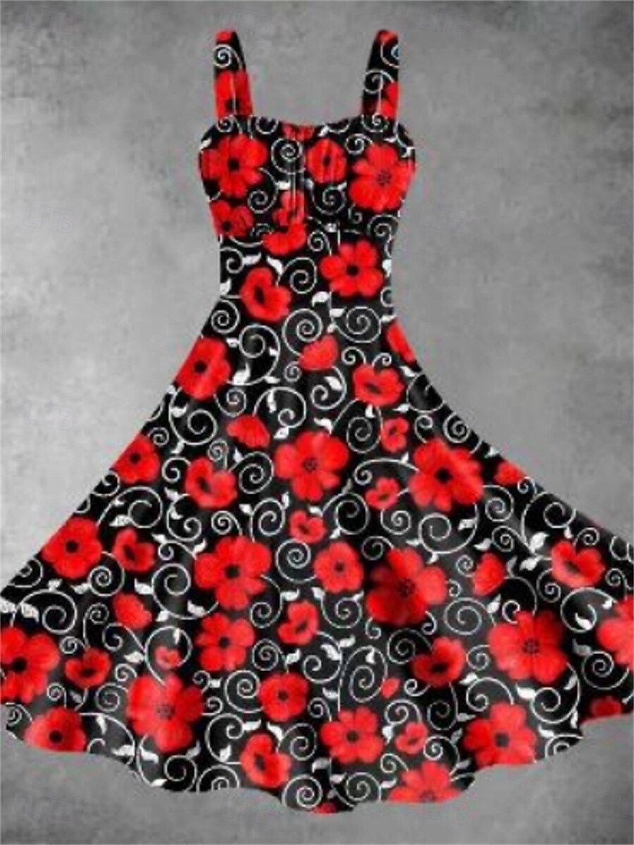 Жен. Платье средней длины Летнее платье Стиль На каждый день Отпуск Дом Свидание Плотное облегание Графика Без рукавов На бретелях Желтый Розовый Красный Бордовый Лето 2025 - $29.99 –P1