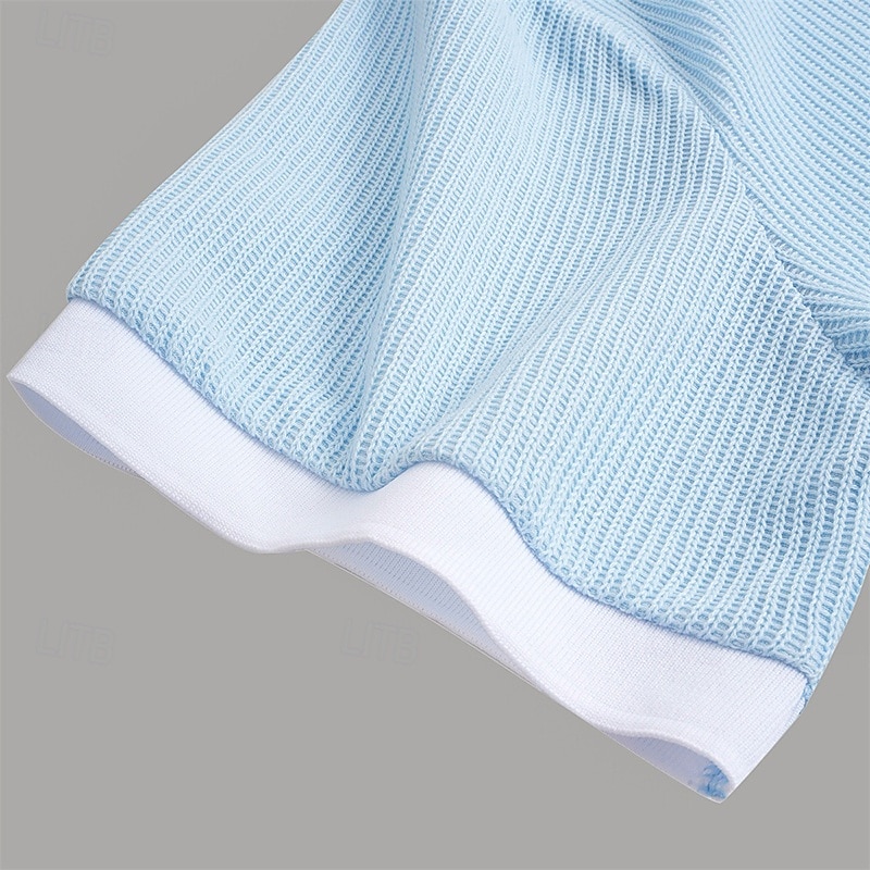 Męskie Koszula golfowa dzianinowe polo Biznes Codzienny Klasyczny Krótki rękaw Urlop Moda Kolorowy blok Guziki Dzianiny Lato Wiosna Regularny Biały Burgundowy Khaki Szary Jasnoniebieski Koszula 2025 - $22.99 –P3