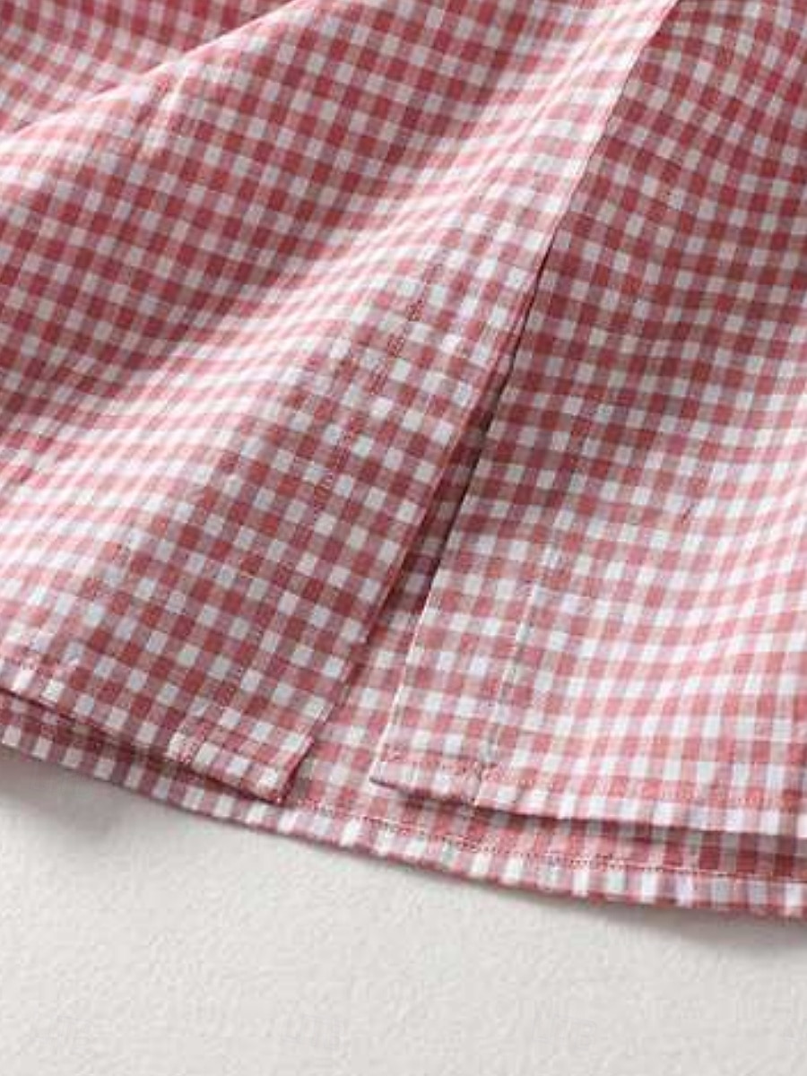 Mujer Vestido maxi Vestidos de lino y algodón Vestido informal Vestido de Tanque Vestido largo de algodón Básico Casual Vacaciones Diario Ajuste regular Plaid Sin Mangas Escote en Pico Rojo Verano 2025 - $36.99 –P9