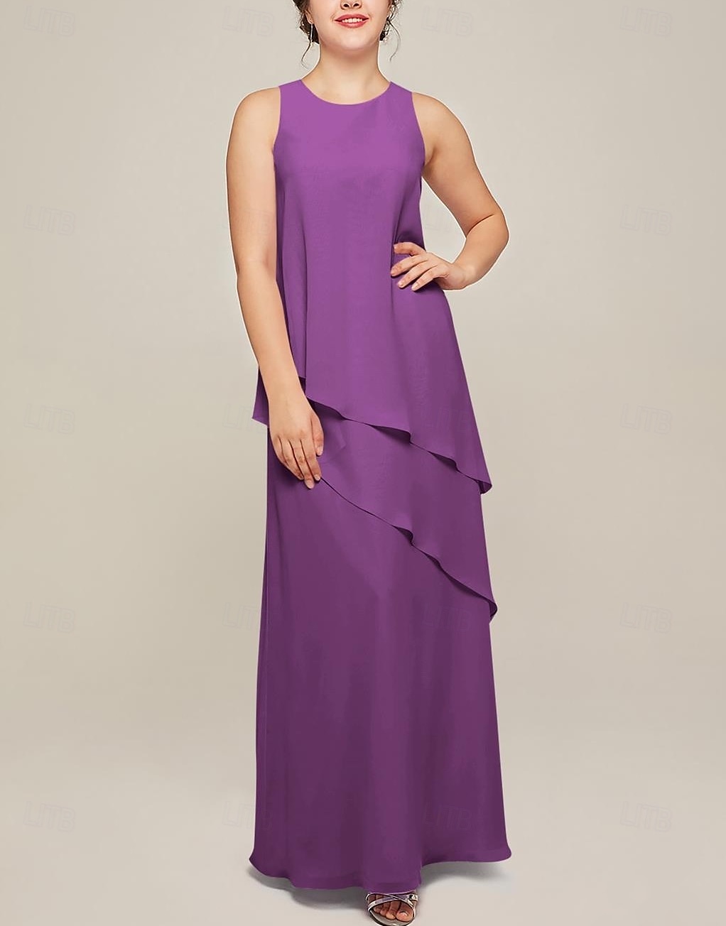 Abito Set Abiti Madre della Sposa Abito Elegante Vintage Collo Girocollo Lunghezza Pavimento Chiffon Maniche Lunghe Giacca Abiti con Volant Cascading in Pizzo 2025 del 2025 a $174.99 –P3