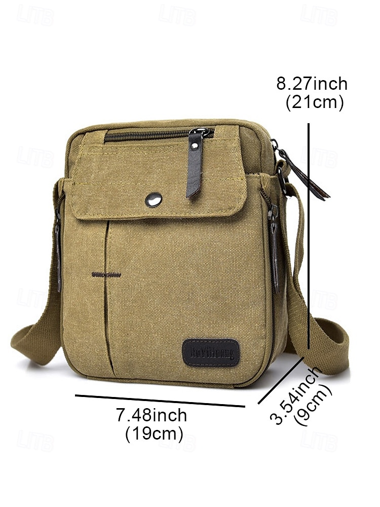 2026年 メンズ キャンバス クロスボディバッグ - マルチポケット ヴィンテージ デザイン、調節可能なストラップ付き、旅行、仕事、カジュアルな日常使いに最適 ブラック カーキ コーヒー  コレクション – $19.99 –P2