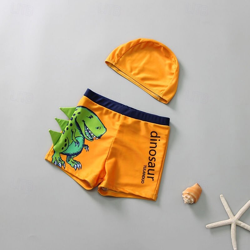 Lapset Poikien Uimapuku Piirretty Lyhythihainen Crewneck Hiekkaranta Loma Keltainen Kesä Vaatteet 4 vuotta + 2025 - $6.99 –P6