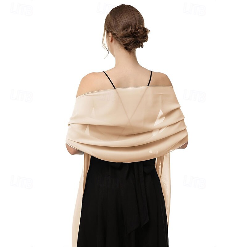 baoqiya dames sjaals en omslagdoeken voor avondjurken chiffon sjaal zachte elegante zijdeachtige pashmina bruiloft bruidssjaals 2025 - $16.99 –P2