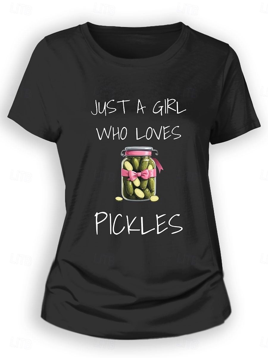 Pentru femei Tricou Cămașă din bumbac Scrisă Casual Manșon scurt Rotund Topuri obișnuite Zilnic Imprimeu Negru Albastru piscină Vară 2025 - $19.99 –P1