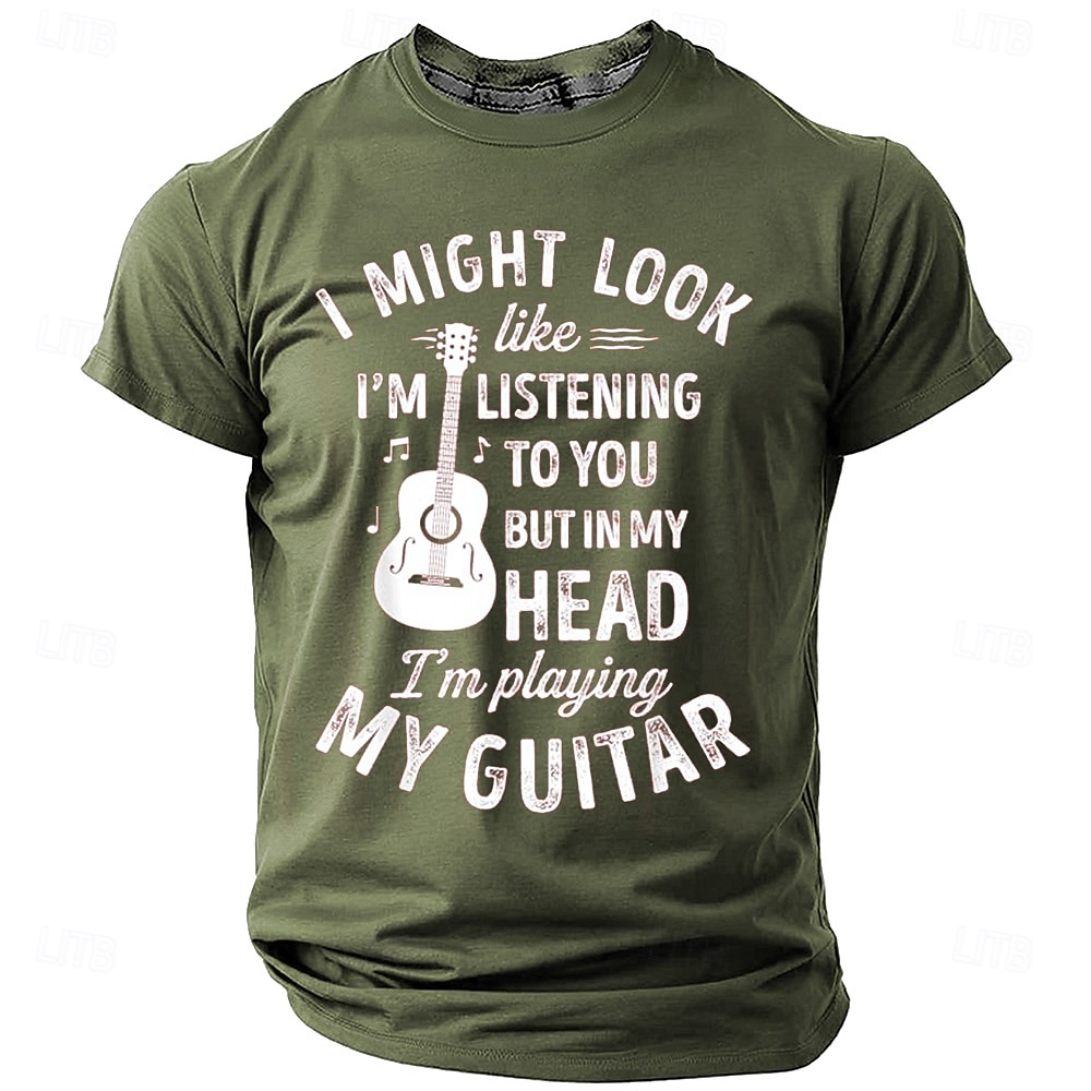 musikk festival Herre Morsom Gitar T skjorte Kortermet T skjorte 3D-utskrift Crew-hals Skjorte Mote Daglig Gate Daglig Svart Blå Oransje Sommer Vår Klær S M L XL XXL XXXL 2025 - $17.99 –P5