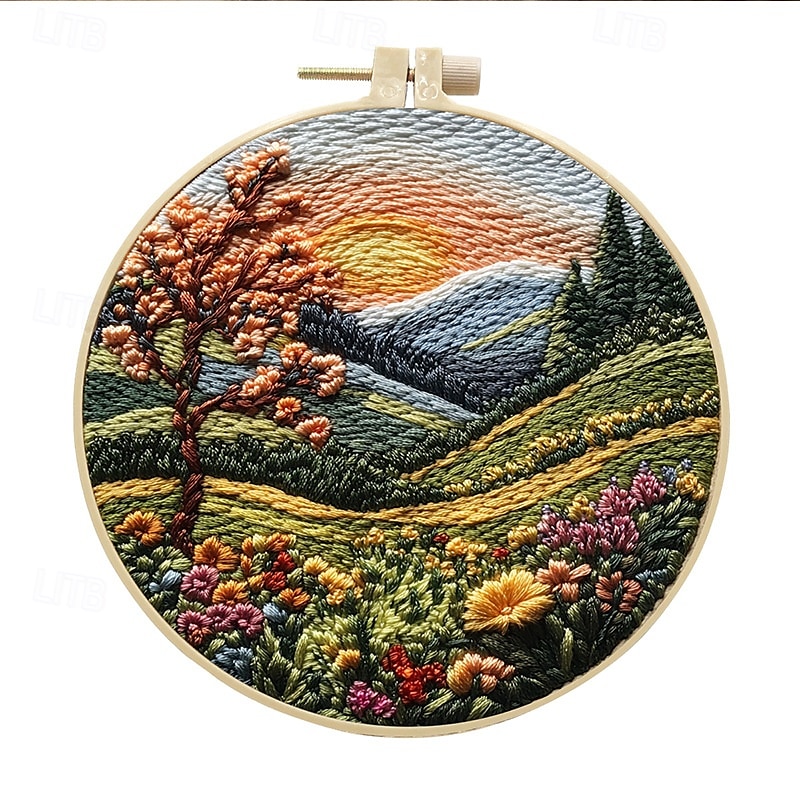 Embroidery Kit for Beginners,Cross Stitch Needlepoint Kits for Adults Starter Easy Snowy Mountain Pattern Fabric Hand Crafts,Hoops,Needle,Women DIY Hanging Plants,Sewing Hobby 2025 - $6.49 –P6