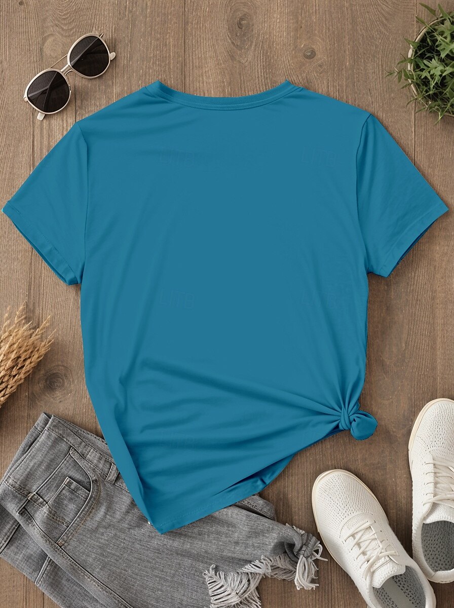 Femme T shirt Animal Chien Décontractées Manche Courte Col Rond Hauts réguliers du quotidien Imprimer Bleu Eté de 2025 ? $19.99 –P2