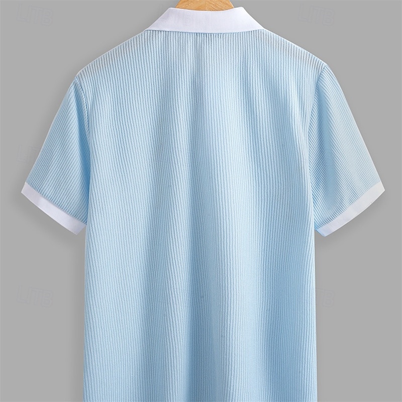 Męskie Koszula golfowa dzianinowe polo Biznes Codzienny Klasyczny Krótki rękaw Urlop Moda Kolorowy blok Guziki Dzianiny Lato Wiosna Regularny Biały Burgundowy Khaki Szary Jasnoniebieski Koszula 2025 - $22.99 –P2