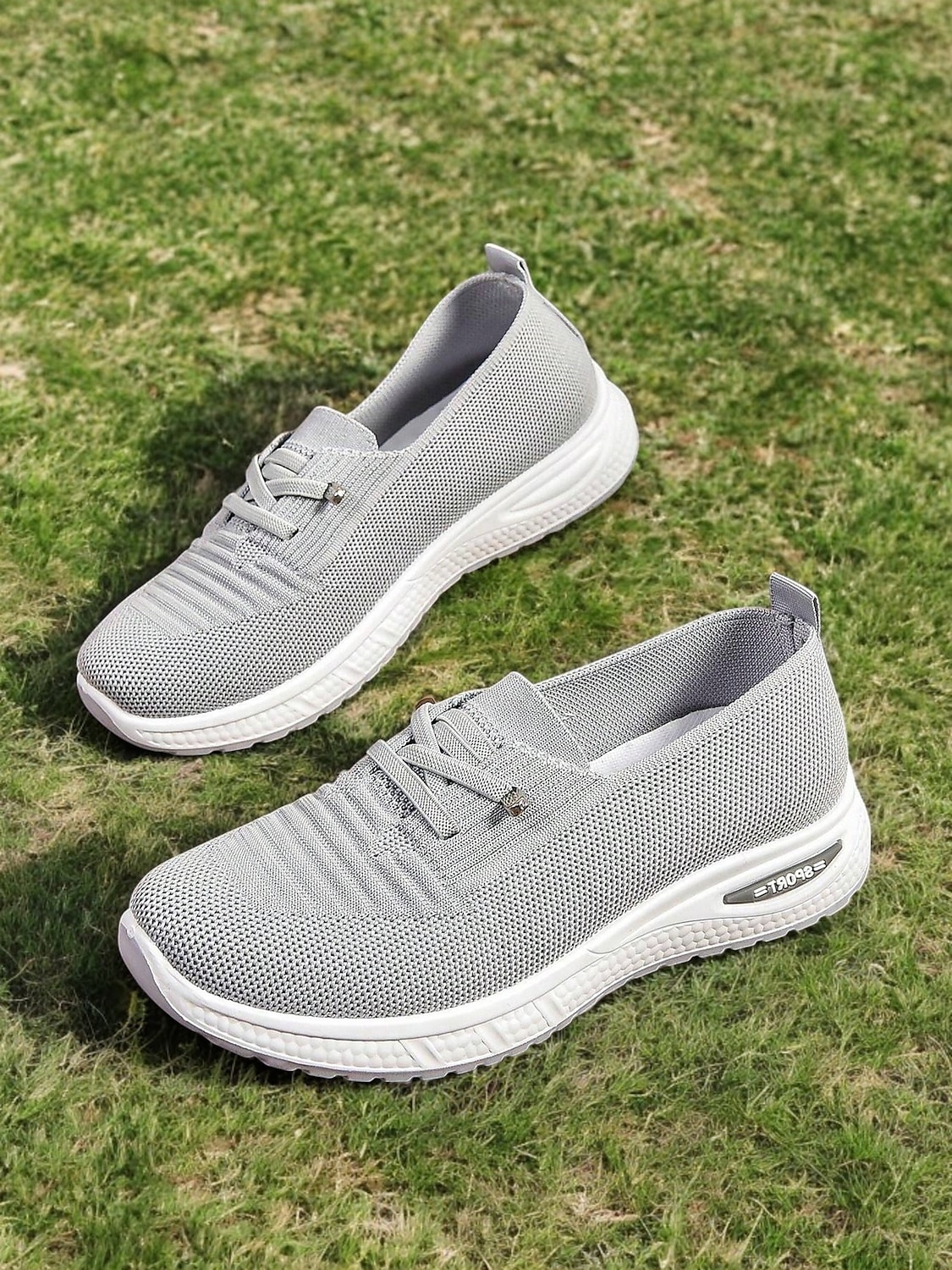 adidași de damă gri din tricot cu talpă cu pernă de aer – pantofi ușori și respirabili pentru mers, călătorii și ținute casual 2025 - $19.99 –P1