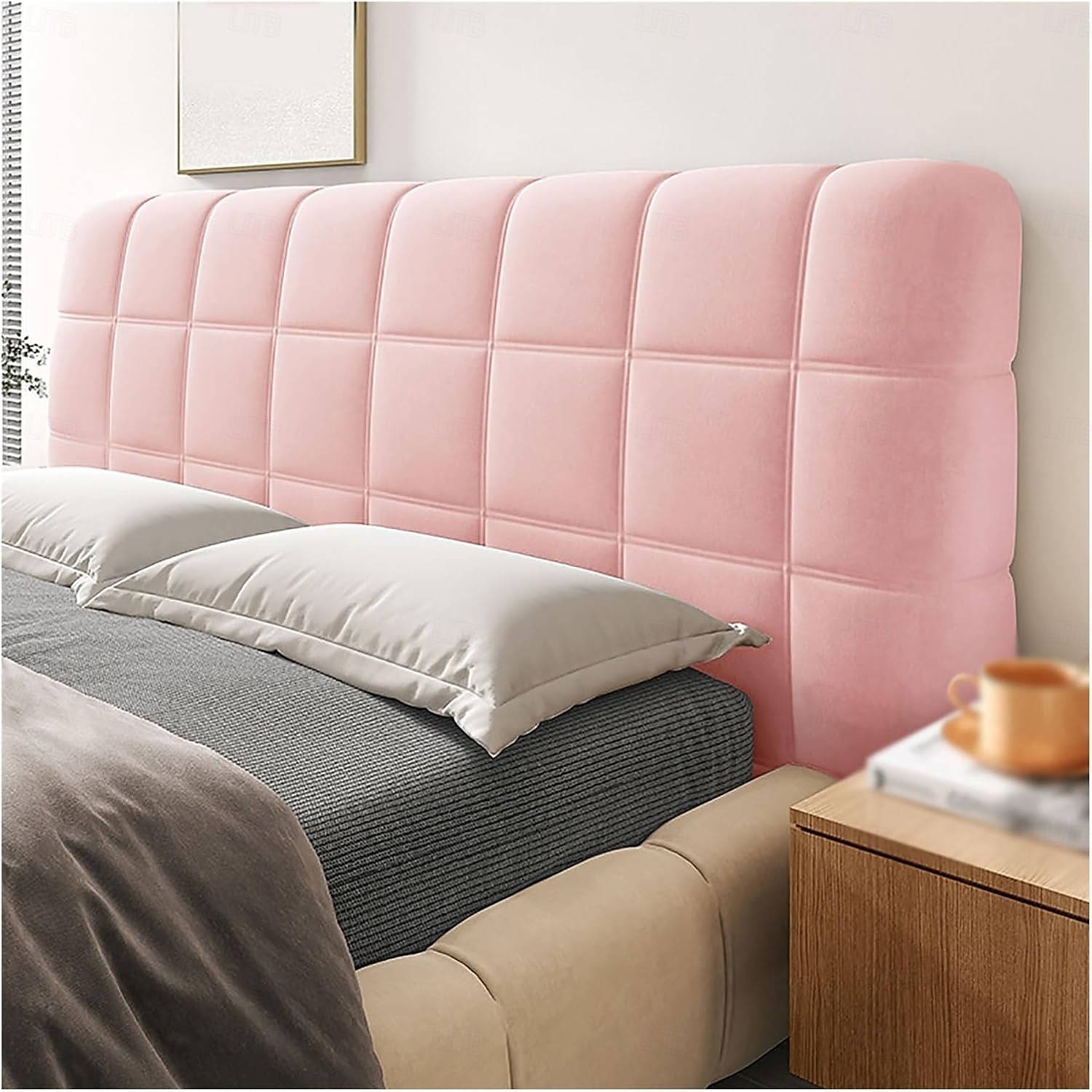 Copritestata in velluto di cristallo con imbottitura in cotone PP, antipolvere &Copri testiera antiurto, queen/king/full, lati elastici adatti a varie testiere del 2025 a $21.99 –P13