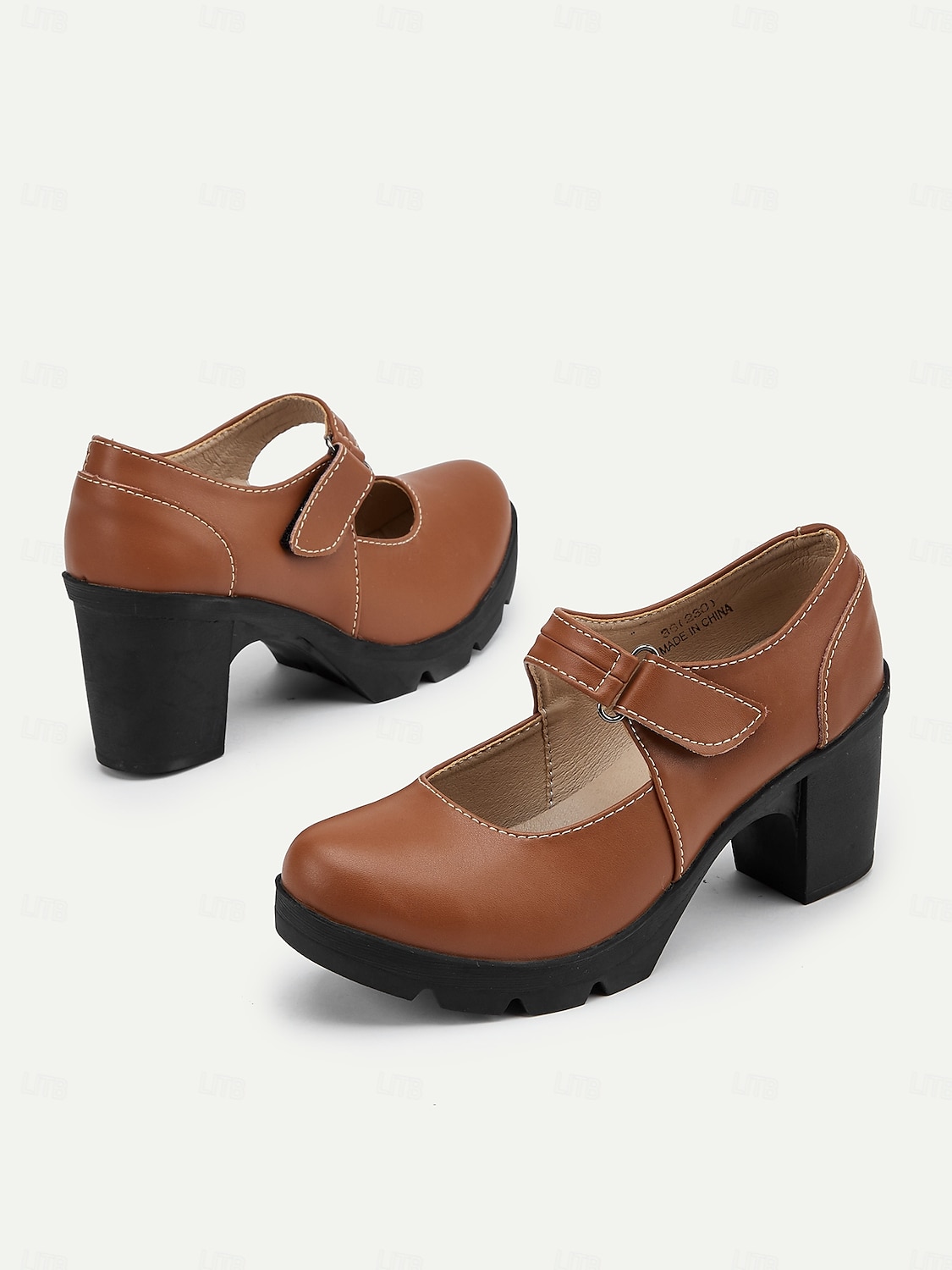 Women's Brown Mary Jane Heels with Velcro Strap – Comfortable Chunky Heeled Shoes for Casual and Everyday Wear 2025 - $54.99 –P3