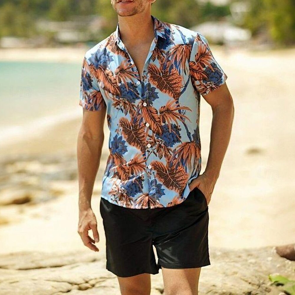 Per uomo Piante 2 pezzi Set di camicie Top estivi Manica Corta Collo ripiegato Casual All'aperto Casa Casuale Stampa 3D Rosso rubino del 2025 a $37.99 –P1