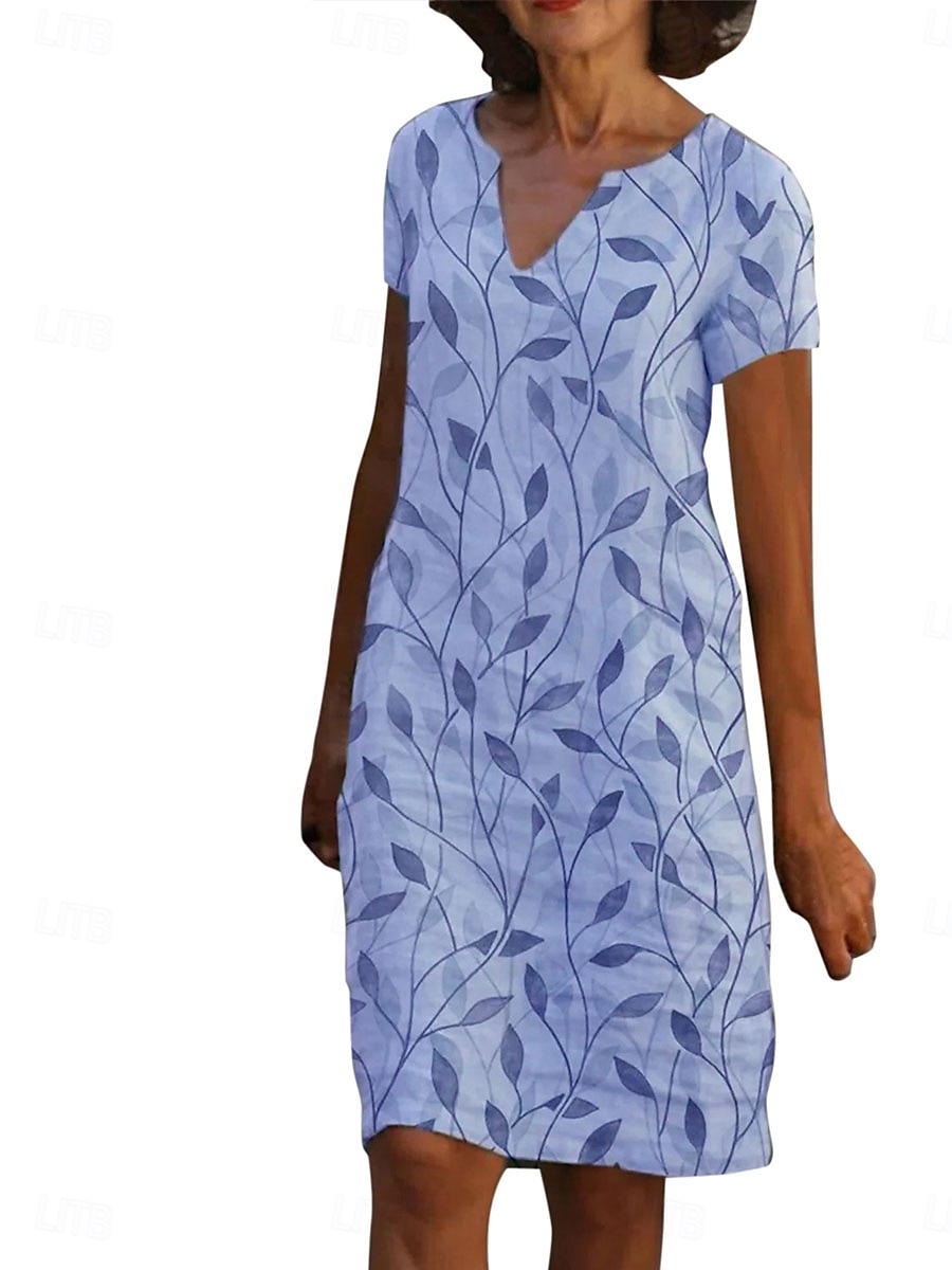 Women's Mini Dress Casual Dress Basic Casual Vacation Work Daily Regular Fit Graphic Short Sleeve V Neck Blue Purple Green Summer Spring 2025 - $20.99 –P7