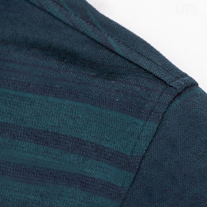 Men's Wool Lyocell Blend Business Casual Classic Long Sleeve Vintage Fashion Striped Buttons Spring Fall Dark Red Dark Green 2025 - $68.99 –P6