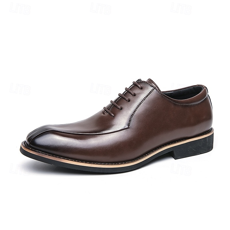 chaussures habillées à lacets en similicuir marron classiques pour hommes – chaussures formelles élégantes pour les affaires et les occasions spéciales de 2025 ? $46.99 –P3