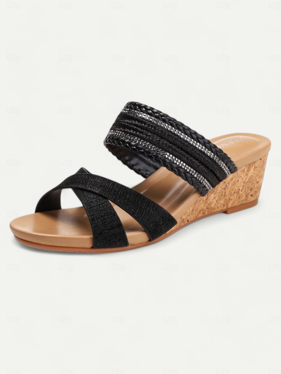 eleganckie sandały damskie typu slip-on z błyszczącymi paskami – wygodne sandały na grubym obcasie na imprezy, wesela i specjalne okazje 2025 - $34.99 –P3
