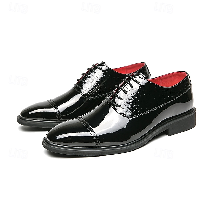 Men's Dress Shoes PU Leather Breathable Comfortable Slip Resistant Lace-up Black Gold Fall Winter 2025 - $46.99 –P3