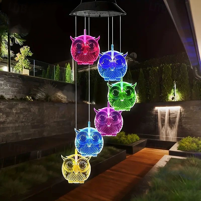 solenergi vindklokker led utendørs strenglys 6led flerfarget engel kolibri ugle sommerfugl form eventyrlys 2026 - $20.99 –P19