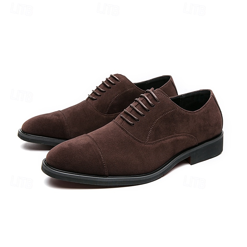 Zapatos oxford de gamuza marrón para hombre: zapatos de vestir clásicos con cordones para ocasiones formales y de negocios, calzado cómodo y elegante 2025 - €37.99 –P1