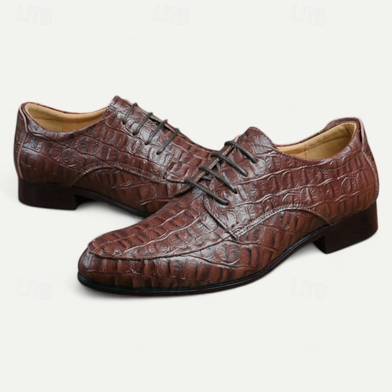Per uomo Oxfords Motivo Coccodrillo Pelle PU Traspirante Confortevole Antiscivolo Allacciatura Marrone chiaro Nero Autunno Inverno del 2025 a $59.99 –P6