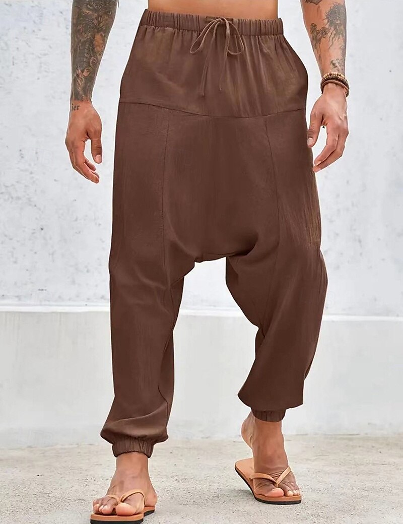 Per uomo Pantaloni di lino Pantaloni Pantaloni estivi Pantaloni larghi Pantaloni stile harem A cordoncino Vita elastica Liscio Comfort Traspirante Lunghezza intera Yoga Giornaliero Per eventi Di del 2025 a $25.99 –P6