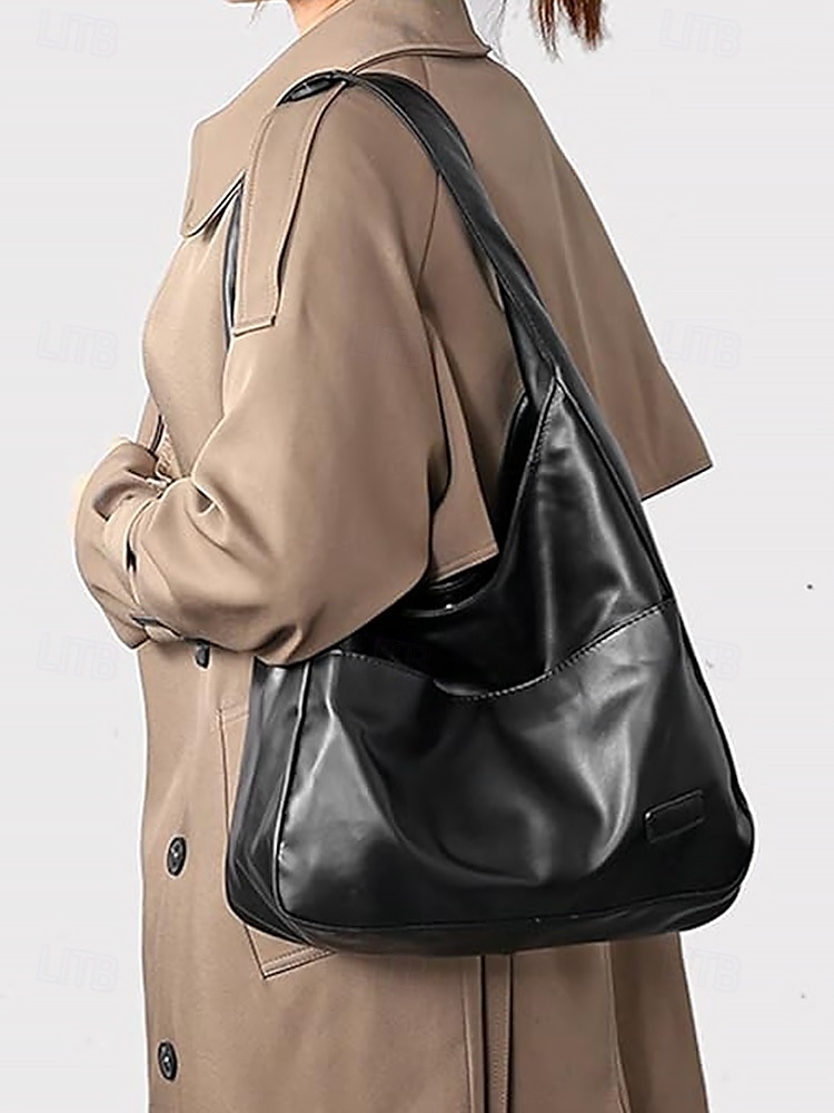 Women's Faux Leather Hobo Shoulder Bag – Minimalist Casual Design for Daily Use and Work Color Black White Brown 2025 - $19.99 –P1