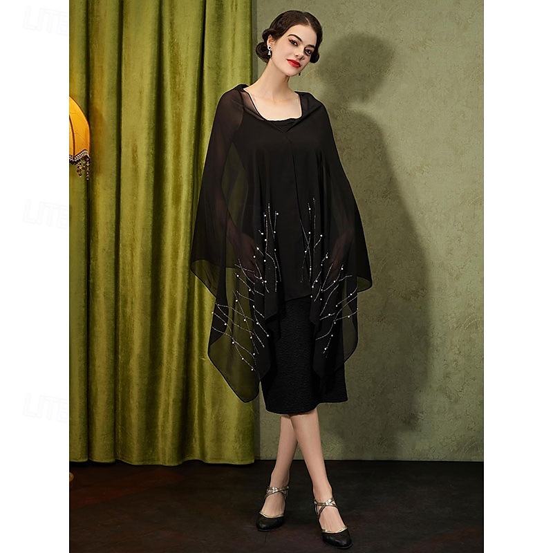 yessa scialli e mantelle con strass da donna per abiti da sera, scialli e mantelle in chiffon con paillettes per matrimoni, scialle e sciarpa formali del 2025 a $24.99 –P11