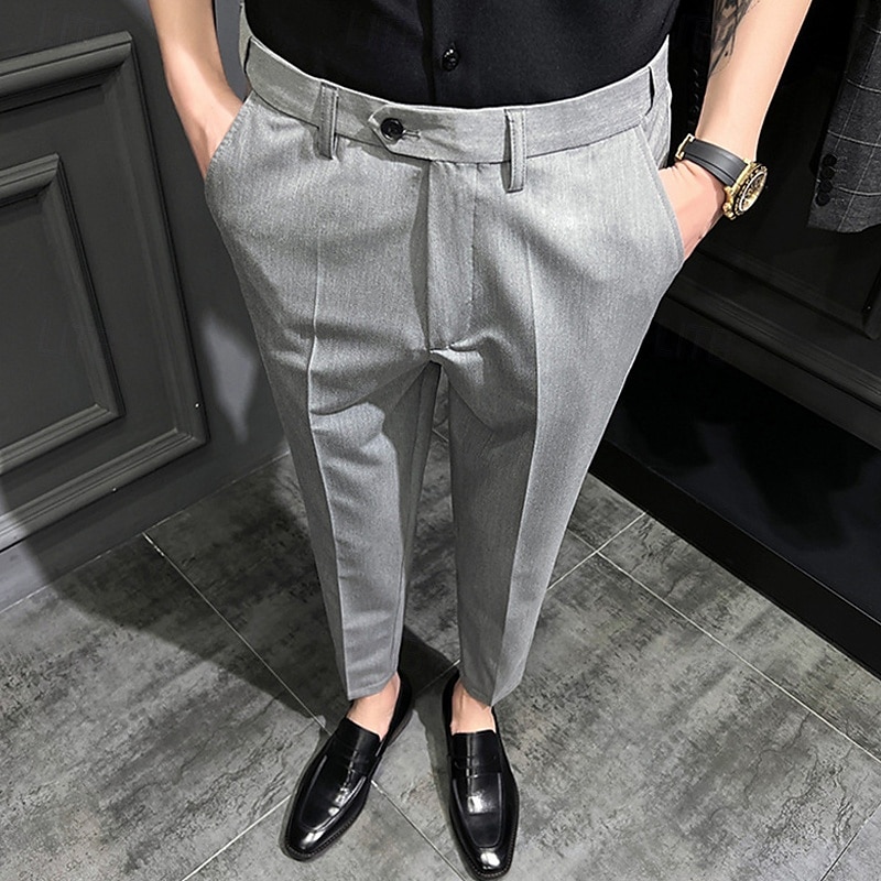 Pánské Oblekové Kalhoty Kalhoty chinos Knoflíky Kapsy Pevná barva Pohodlné Po kotníky Formální Párty Práce Módní Klasický styl Černá Khaki Lehce elastické 2025 - $26.99 –P10