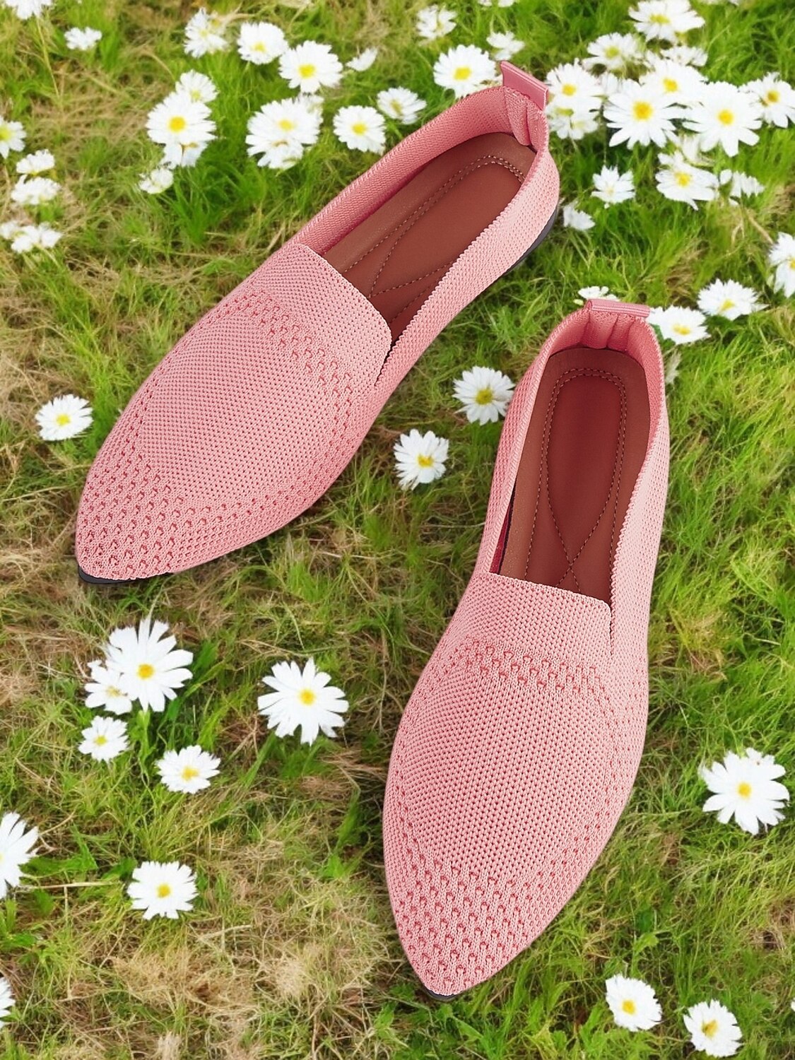 rosafarbene Slipper aus Strick für Damen mit atmungsaktivem Design – leicht und bequem für die Freizeit, die Arbeit und auf Reisen 2025 - $24.99 –P1