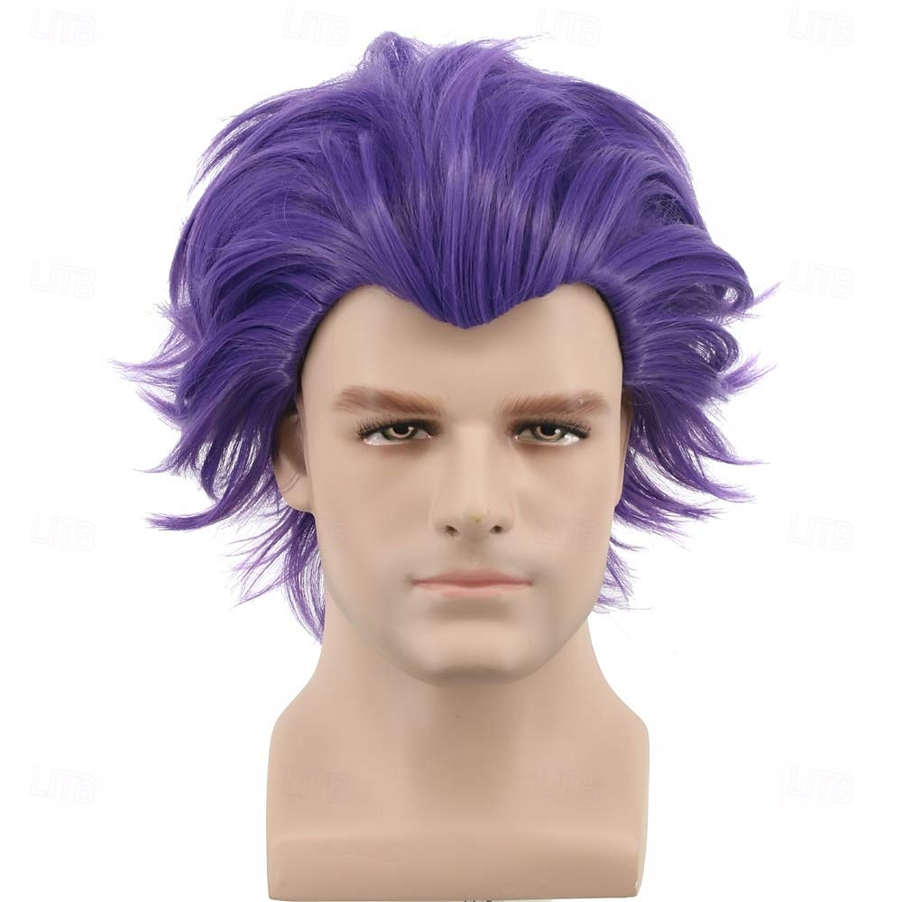 Short Purple Wig Men Party Wig Anime Cosplay Costume Wig Heat Resistant Synthetic Fibers Wig Soft Durable Breathable Wig 2025 - $20.99 –P2