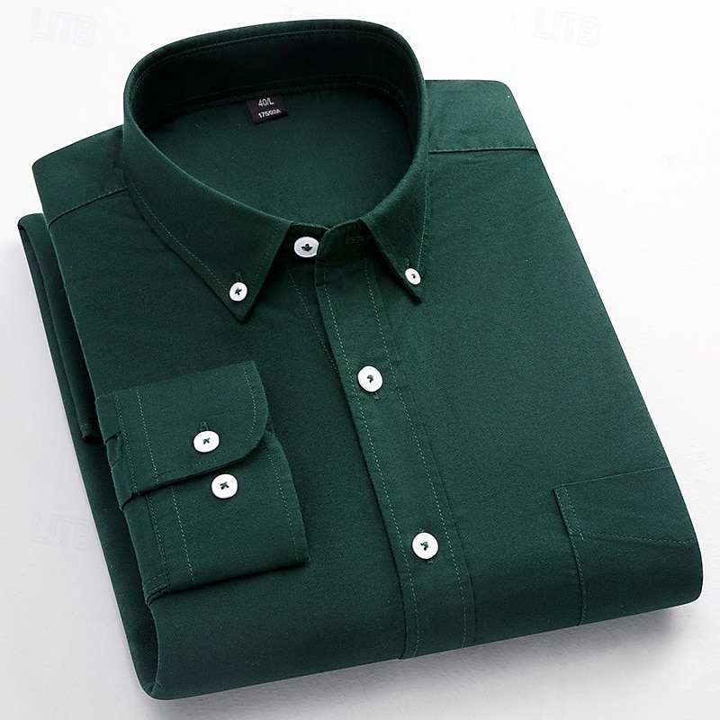 Men's Dress Shirt Oxford Shirt Solid Color Formal Black White Wine Orange Long Sleeve Shirt Collar Spring, Fall, Winter, Summer Clothing Apparel Buttons 2025 - $34.99 –P6