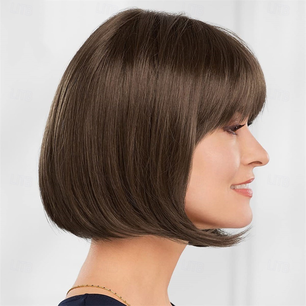 Perucas sintéticas Liso Com Franjas Fabrico à Máquina Peruca Loiro Curto A1 A2 A4 A5 A6 Cabelo Sintético Mulheres Macio Moda Fácil de transportar Loiro Marrom Ruivo de 2025 por $20.99 –P11