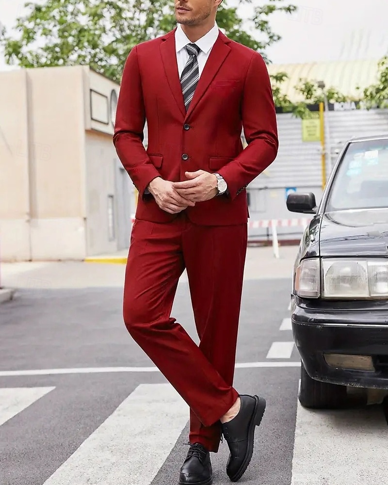 Hombre Graduación Conjunto chaqueta Negocio Fiesta de Cóctel Fiesta de Boda Moda Casual Primavera & Otoño Poliéster Color sólido Botones Bolsillo Cómodo Botonadura Simple Chaqueta de sport Negro 2025 - $114.99 –P2