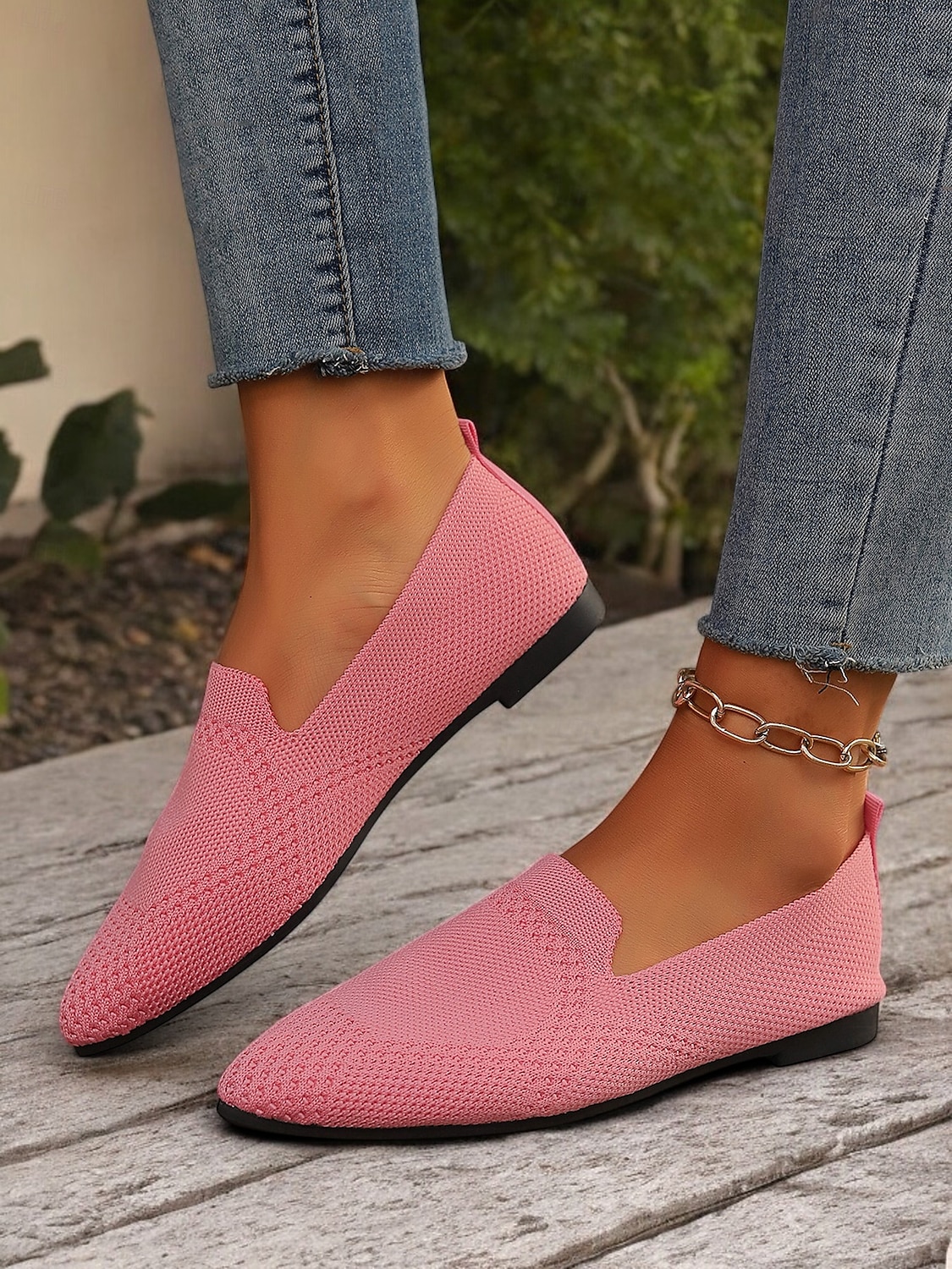 rosafarbene Slipper aus Strick für Damen mit atmungsaktivem Design – leicht und bequem für die Freizeit, die Arbeit und auf Reisen 2025 - $24.99 –P5