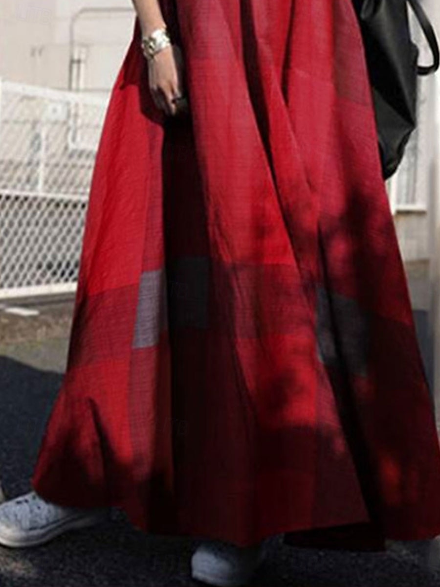 Femmes Robe maxi Robes en coton et lin Robe Décontractée Robe évasée ancien Élégant Basique Vacances Travail Quotidien Coupe Ample Plaid manche longue Col de chemise Jaune Rouge Bleu Printemps Automne de 2025 ? $36.99 –P2