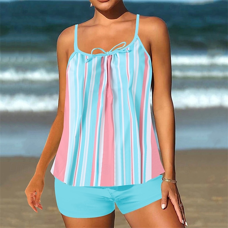 Per donna Tankini Costume da bagno a due pezzi Costumi da bagno Costumi da bagno Nero Blu Traspirante Asciugatura rapida Leggero Senza maniche - Nuoto Surf Spiaggia Estate Primavera Plus Size del 2026 a $26.99 –P11