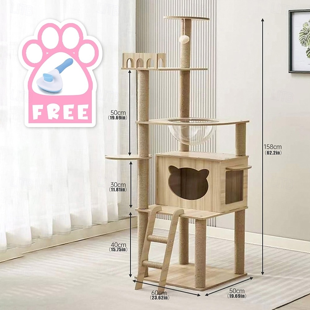 62 Inches Cat Tree/Cat Tree House and Towers for Large Cat/Cat Climbing Tree with Cat Condo/Cat Tree Scratching Post/Multi-Level Large Cat Tree 2025 - $144.99 –P5