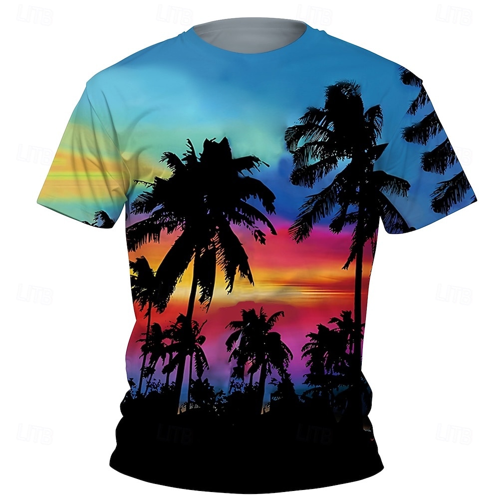 Pojkar 3D Grafisk Kokosnötsträd T-shirt Kortärmad Sommar Vår Mode Grundläggande Barn 4-12 år Rund hals Utomhus Ledigt Dagligen Normal 2025 - $11.99 –P2