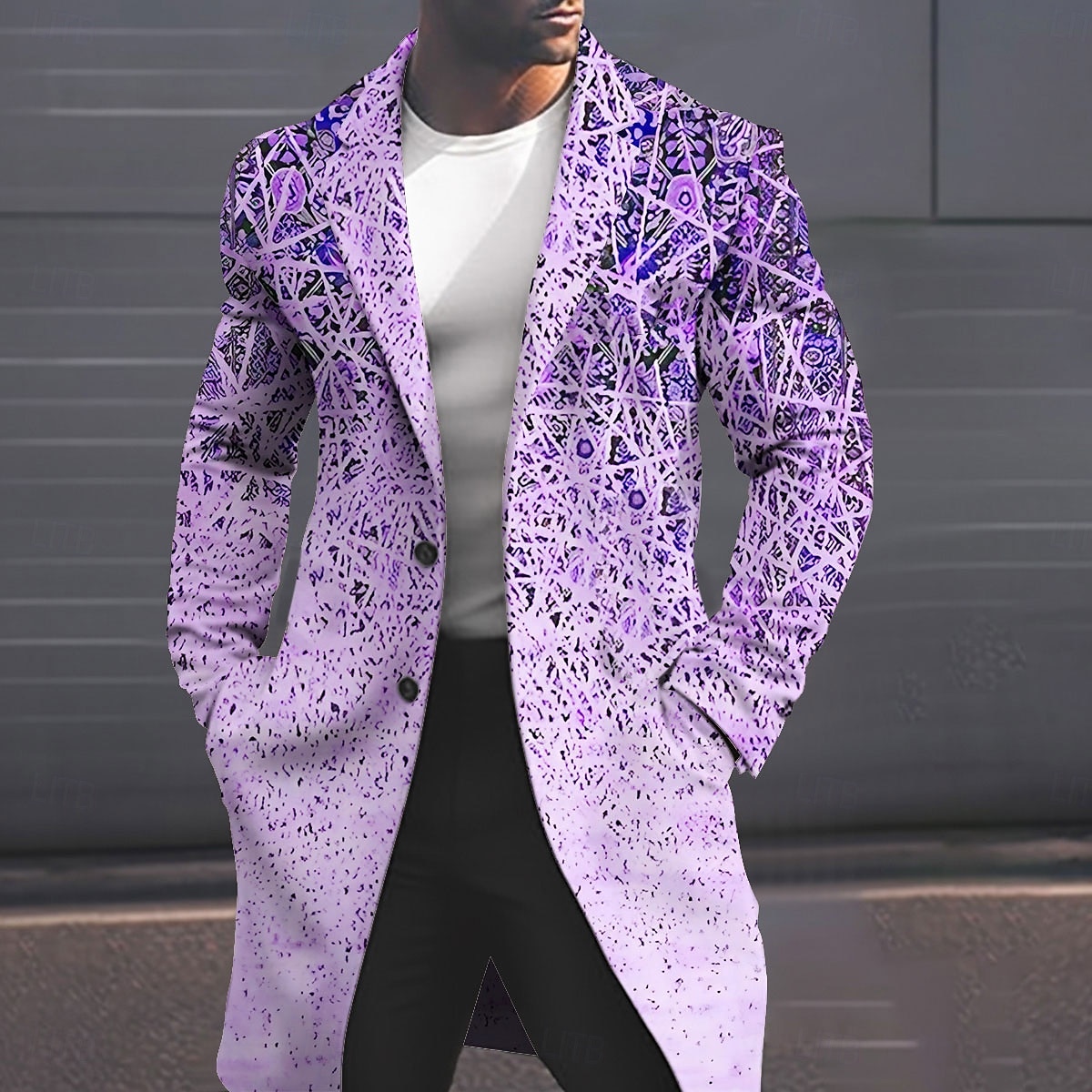 Herr Geometri Vinterkappa Rock Kappa Håller värmen Andningsfunktion Bekväm Mode Streetwear Affär Arbete Klä till Jobbet Utekväll Ficka Mönster Höst vinter Nedvikt Långärmad Gul Rodnande Rosa Blå 2025 - $67.99 –P3