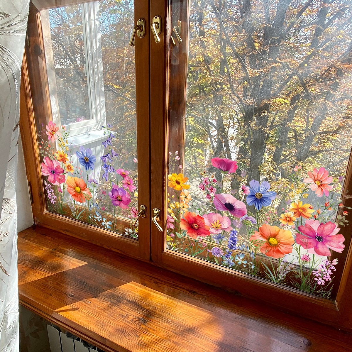 Blumenstrauß Fensteraufkleber bunt Frühling Wandaufkleber Fensteraufkleber Dekoration doppelseitig, waschbar, wiederverwendbar, perfekt für Zuhause &Bürodekor 2025 - $12.49 –P1