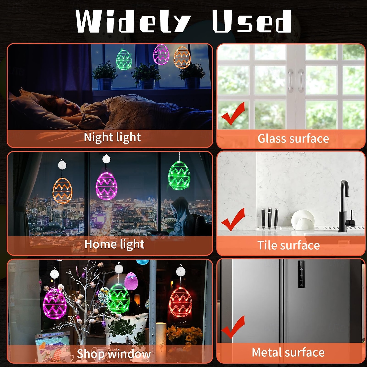 raamverlichting op batterijen werkende kleurrijke paaseilamp decoratieve lamp voor binnen met zuignap en AAA-batterij voor feesten en restaurantsfeer huisdecoraties 2026 - $9.49 –P7