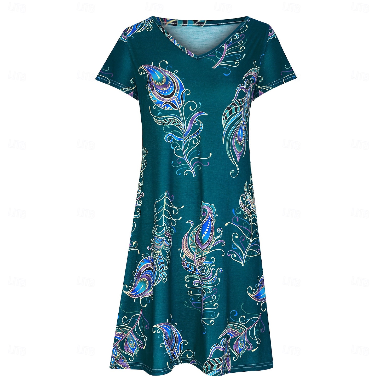 Women's Normal EU / US Size Midi Dress Long Sleeve Boho Dress Sundress Elegant Dress Elegant Bohemia Tropical Butterfly Sleeve Vacation Home Work Loose Fit Floral Geometric Short Sleeve V Neck Black 2025 - $23.99 –P15
