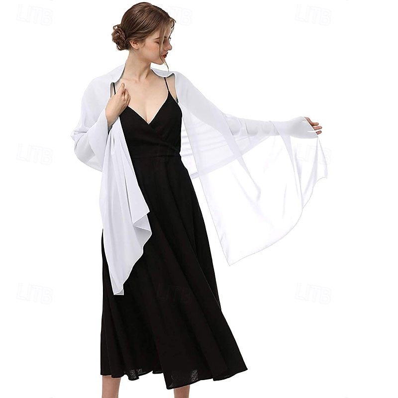 baoqiya dames sjaals en omslagdoeken voor avondjurken chiffon sjaal zachte elegante zijdeachtige pashmina bruiloft bruidssjaals 2025 - $16.99 –P8