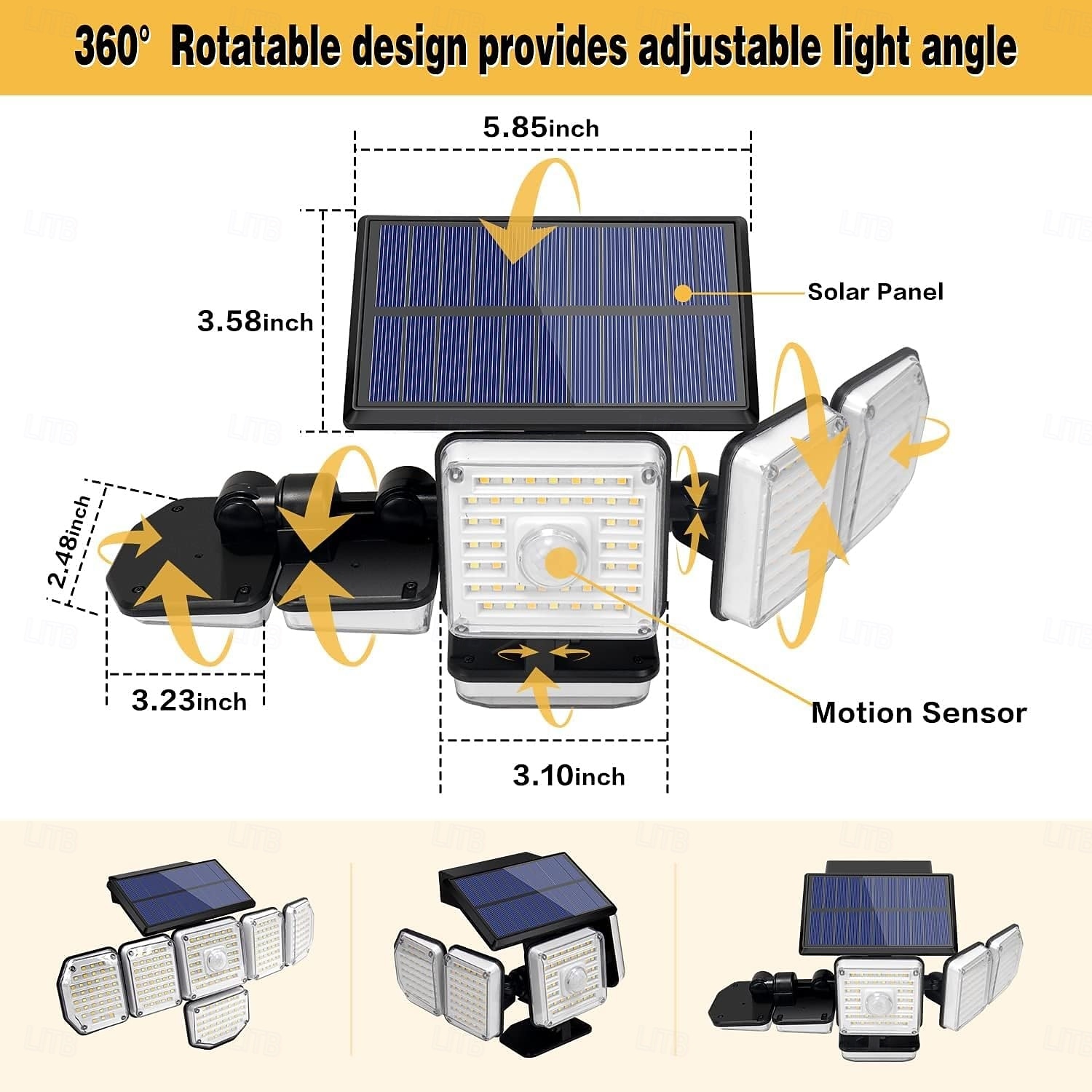 1 шт., уличный водонепроницаемый настенный светильник на солнечных батареях с 6 головками, 256 светодиодных бусин, датчик движения, индукционный светильник для гаража, сада, двора, крыльца, пульт 2026 - $45.99 –P8