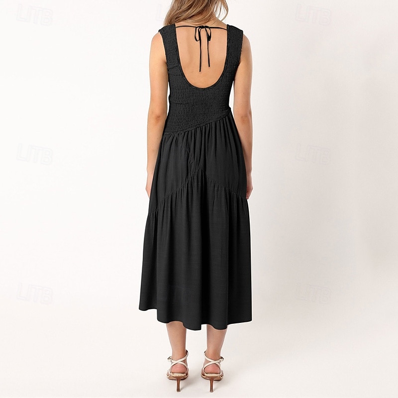 Femmes Robe Midi Robe de remise des diplômes Robe Décontractée Robe trapèze Robe d'été Élégant Occasionnel Vacances Quotidien Date Coupe régulière Uni Sans manches Col Rond Noir Blanche Vert Claire de 2025 ? $29.99 –P20