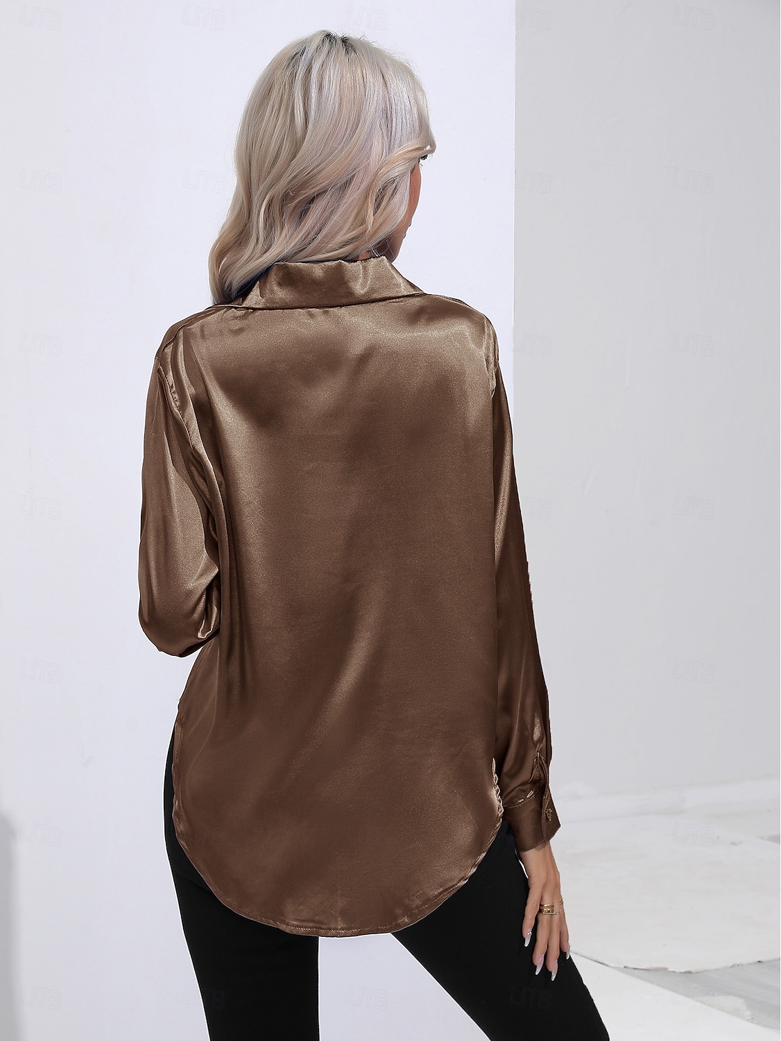 Women's Shirt Boho Shirt Dressy Tops Plain Casual Boho Long Sleeve Bishop Sleeve Shirt Collar Regular Tops Party Evening Wear Daily Evening Party Glitter Silver Black Yellow Red Royal Blue Summer 2025 - $25.99 –P16