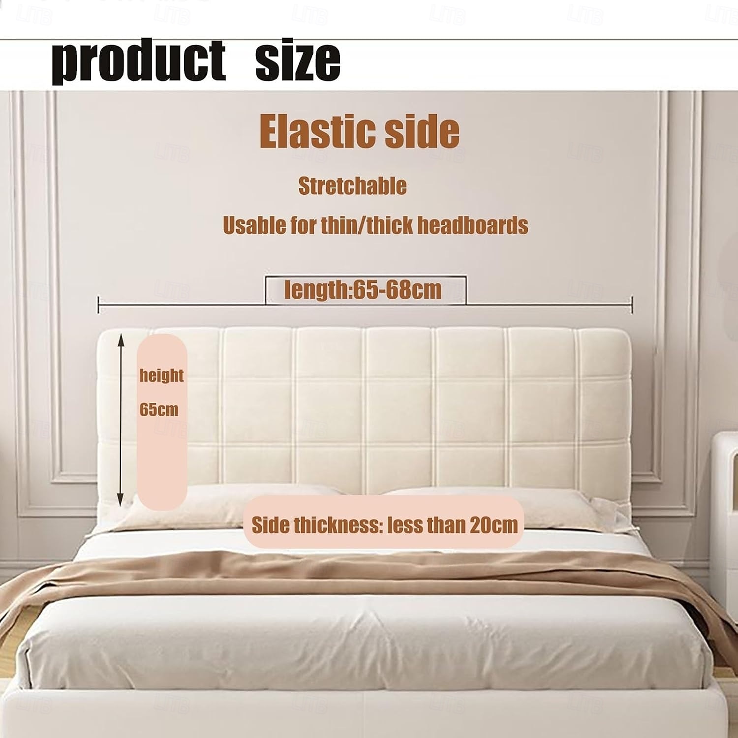 Copritestata in velluto di cristallo con imbottitura in cotone PP, antipolvere &Copri testiera antiurto, queen/king/full, lati elastici adatti a varie testiere del 2025 a $21.99 –P1