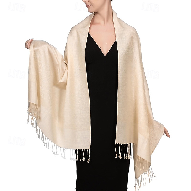 Écharpe châle pashmina en cachemire soyeux Vimate - Écharpe pashmina jacquard double face douce pour femme pour robe de soirée châle de voyage de 2025 ? $26.99 –P45